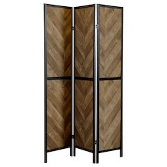 Rustic Tobacco Herringbone 3-Panel Folding Screen