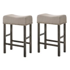Counter Height Stools (Set of 2) with Nailhead-Trim