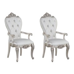 Cream and Golden Ivory Tufted Arm Chairs (Set of 2)