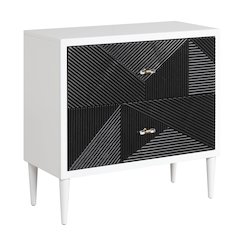 White and Black Accent Table with 2 Drawers
