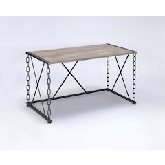 Rustic Oak and Antique Black Rectangular Console Table