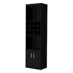 Black Bar Cabinet with Wine Storage