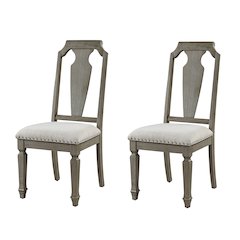 Beige and Weathered Oak Open Back Side Chairs (Set of 2)