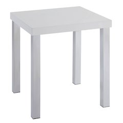 White High Gloss and Chrome End Table