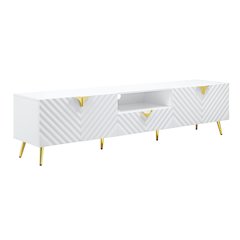 White High Gloss 1-Drawer TV Stand with 4 Doors