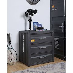 Gunmetal Chest with 3- Drawer
