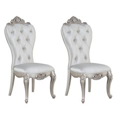 Cream and Golden Ivory Tufted Side Chairs (Set of 2)