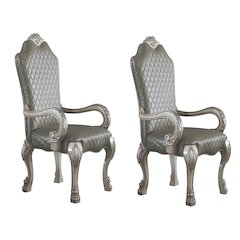 Grey and Vintage Bone White Arm Chairs (Set of 2)