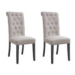 Beige and Grey Tufted Back Side Chairs (Set of 2)