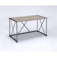 Rustic Oak and Antique Black Rectangular Desk