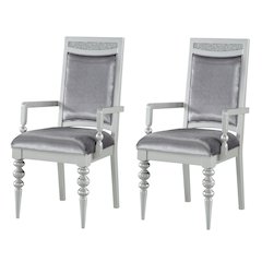 Grey and Platinum Upholstered Arm Chairs (Set of 2)