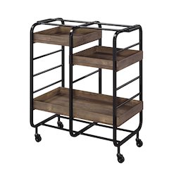 Serving Cart with 3 Adjustable Trays