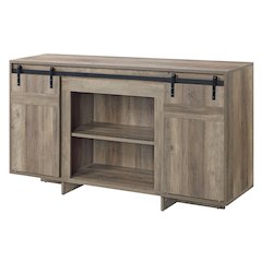 Grey Washed TV Stand with 2 Sliding Barn Doors