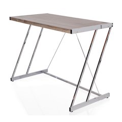 Weathered Oak and Chrome Writing Desk with USB Ports