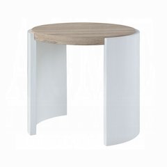 Oak and White High Gloss End Table
