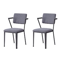 Grey and Gunmetal Open Back Dinning Chairs (Set of 2)