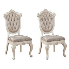 Rose Gold and Pearl White Tufted Back Side Chairs (Set of 2)