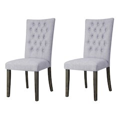 Grey and Grey Oak Side Chair with Button Tufted (Set of 2)