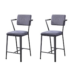 Grey and Gunmetal Open Back Counter Height Chairs (Set of 2)