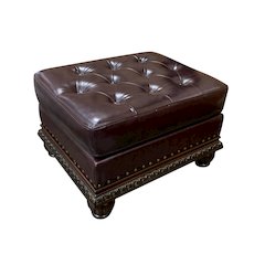 Espresso Upholstered Ottoman with Button Tufted