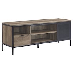 Rustic Oak and Black TV Stand with 1 Sliding Door