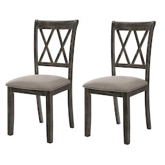 Beige and Weathered Grey Cross Back Side Chairs (Set of 2)