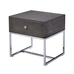 Grey Oak and Chrome Storage End Table