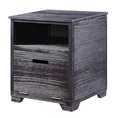 Antique Black End Table with Drop-Down Door