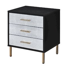3-Drawer Nightstand with Metal Bracket Leg