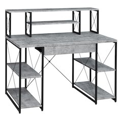 Office Desk with Open Shelves and Hutch