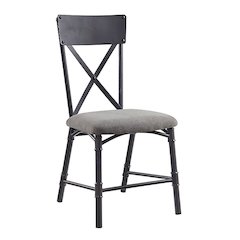 Grey and Sandy Black Side Chair with X-Shape Back (Set of 2)