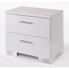 White and Chrome 2-Drawer Nightstand