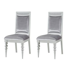 Grey and Platinum Upholstered Side Chairs (Set of 2)