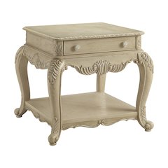 Antique White 1-Drawer End Table with Bottom Shelf