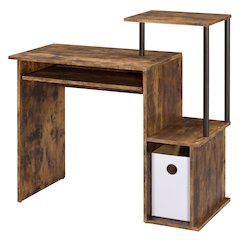 Computer Desk with Keyboard Tray and Open Shelving