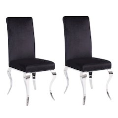 Black and Chrome Tight Back Side Chairs (Set of 2)