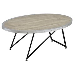 Weathered Grey Oak and Black Oval Coffee Table
