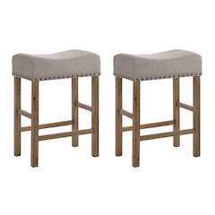 Counter Height Stools (Set of 2) with Nailhead-Trim