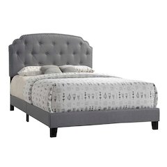 Grey Upholstered Queen Bed