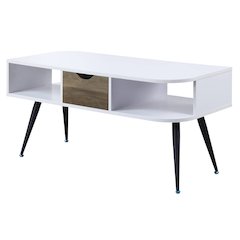 White and Black Coffee Table with 1 Drawer