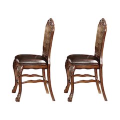 Beige and Cherry Oak Counter Height Chairs (Set of 2)