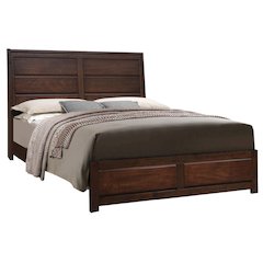 Walnut Panel Bed with Wooden Straight Leg