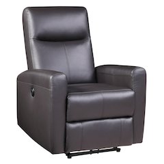 Brown Power Recliner with Square Armrest