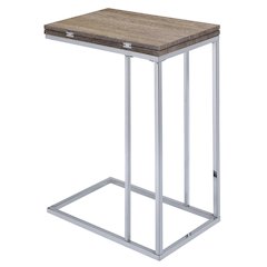 Weathered Oak and Chrome Side Table