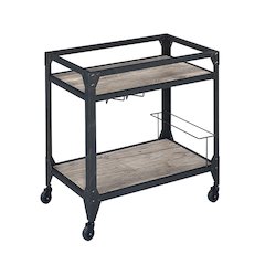 Rustic Oak and Charcoal 2-shelf Serving Cart