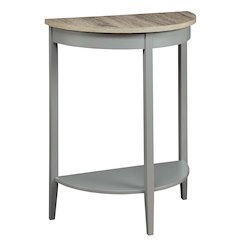 Grey Oak and Grey Half Moon Console Table with Bottom Shelf