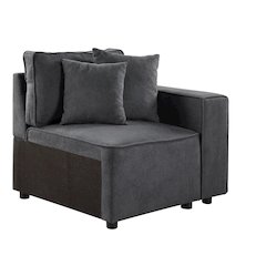 Grey Right Facing Loose Back Accent Chair