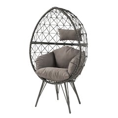 Light Grey and Black Patio Chair with Upholstered Custhion