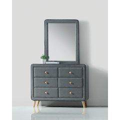 Light Grey Upholstered 6-drawer Double Dresser