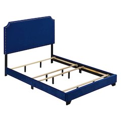 Blue Queen Panel Bed with Scooped Headboard